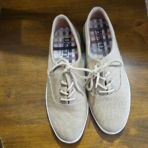 Born Beige Canvas Lace-Up Shoes